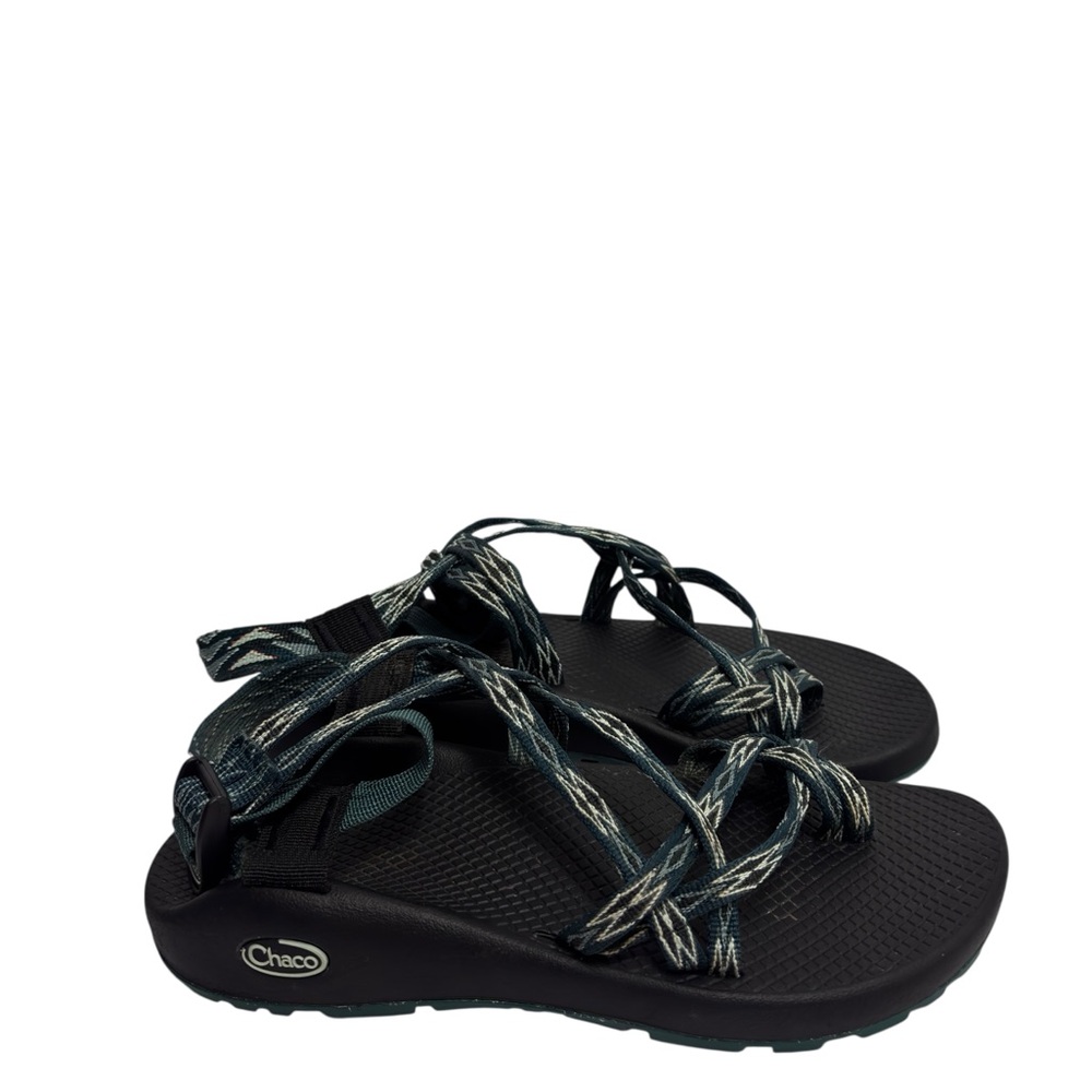 CHACO WOMEN LOOP TOE OUTDOOR HIKING BLUE BLACK SANDALS SIZE 9 PRE-OWNED
